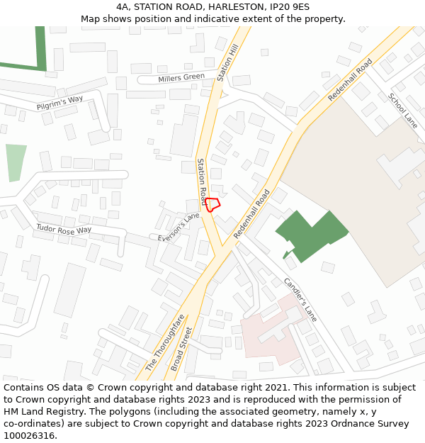 4A, STATION ROAD, HARLESTON, IP20 9ES: Location map and indicative extent of plot