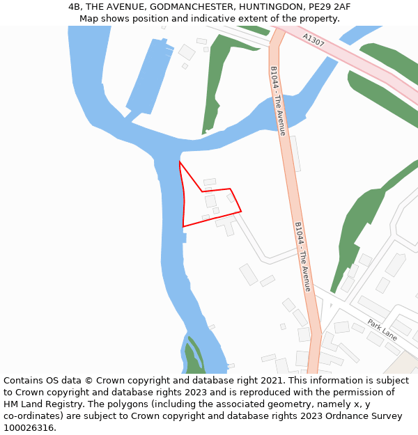 4B, THE AVENUE, GODMANCHESTER, HUNTINGDON, PE29 2AF: Location map and indicative extent of plot