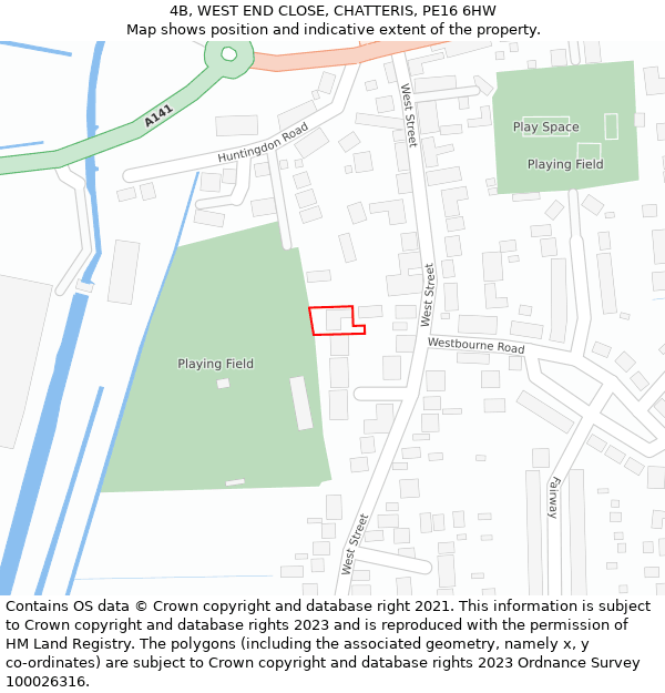 4B, WEST END CLOSE, CHATTERIS, PE16 6HW: Location map and indicative extent of plot