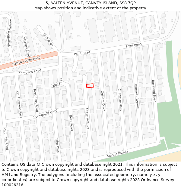 5, AALTEN AVENUE, CANVEY ISLAND, SS8 7QP: Location map and indicative extent of plot