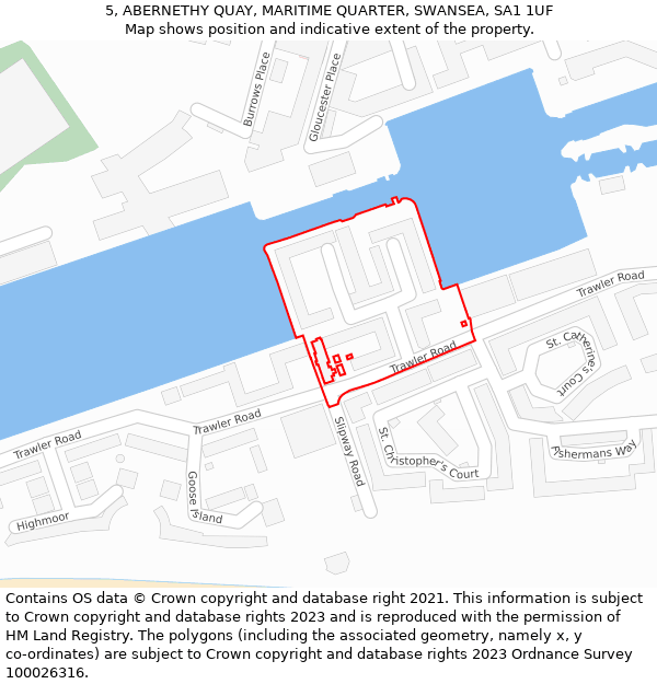 5, ABERNETHY QUAY, MARITIME QUARTER, SWANSEA, SA1 1UF: Location map and indicative extent of plot