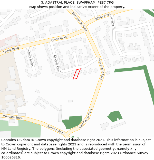 5, ADASTRAL PLACE, SWAFFHAM, PE37 7RG: Location map and indicative extent of plot
