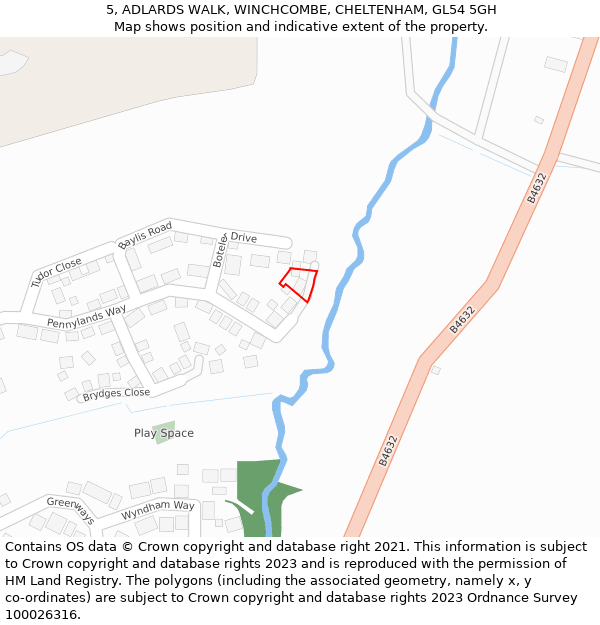 5, ADLARDS WALK, WINCHCOMBE, CHELTENHAM, GL54 5GH: Location map and indicative extent of plot