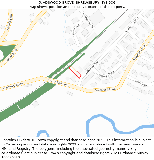 5, ADSWOOD GROVE, SHREWSBURY, SY3 9QG: Location map and indicative extent of plot