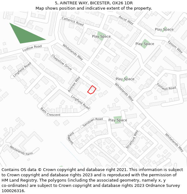 5, AINTREE WAY, BICESTER, OX26 1DR: Location map and indicative extent of plot