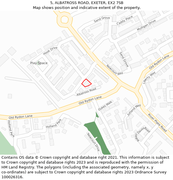 5, ALBATROSS ROAD, EXETER, EX2 7SB: Location map and indicative extent of plot