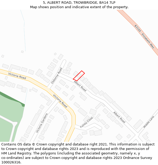 5, ALBERT ROAD, TROWBRIDGE, BA14 7LP: Location map and indicative extent of plot