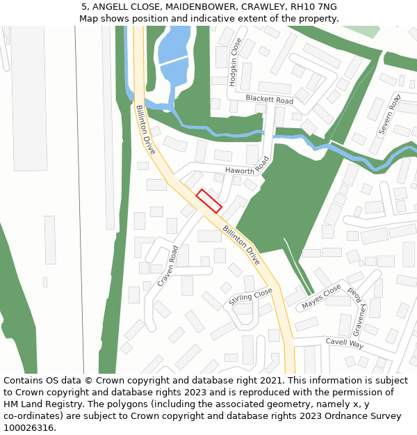 5, ANGELL CLOSE, MAIDENBOWER, CRAWLEY, RH10 7NG: Location map and indicative extent of plot