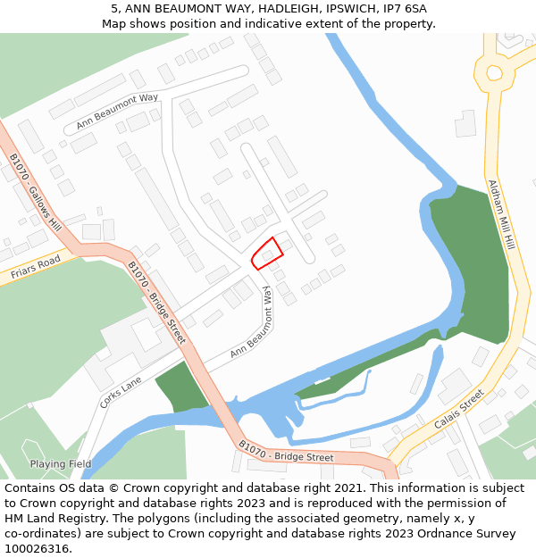 5, ANN BEAUMONT WAY, HADLEIGH, IPSWICH, IP7 6SA: Location map and indicative extent of plot