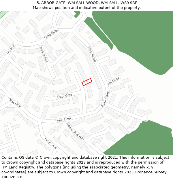 5, ARBOR GATE, WALSALL WOOD, WALSALL, WS9 9RF: Location map and indicative extent of plot