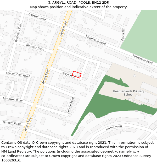 5, ARGYLL ROAD, POOLE, BH12 2DR: Location map and indicative extent of plot