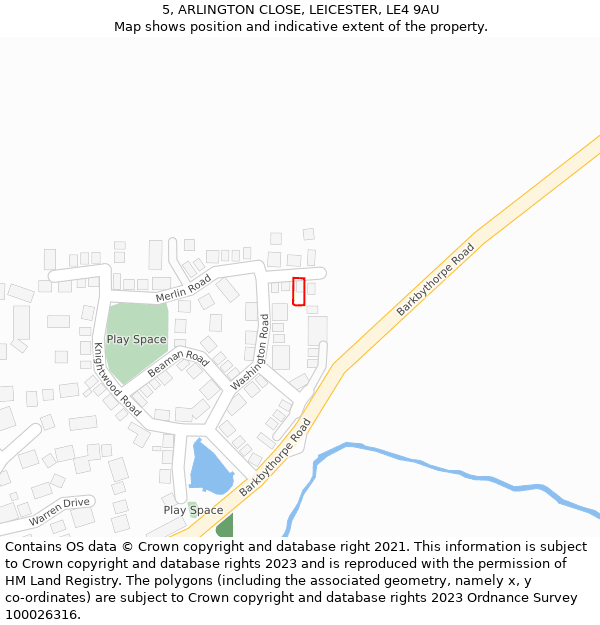 5, ARLINGTON CLOSE, LEICESTER, LE4 9AU: Location map and indicative extent of plot