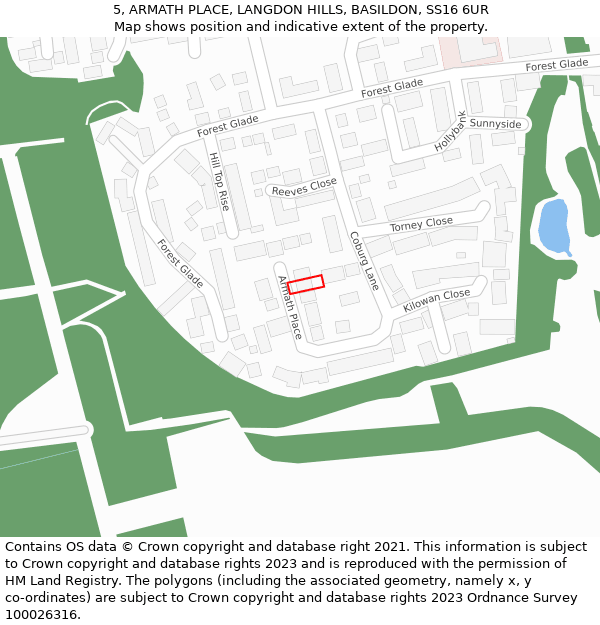 5, ARMATH PLACE, LANGDON HILLS, BASILDON, SS16 6UR: Location map and indicative extent of plot