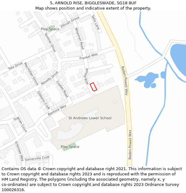 5, ARNOLD RISE, BIGGLESWADE, SG18 8UF: Location map and indicative extent of plot