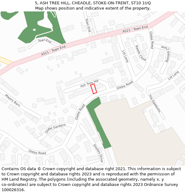 5, ASH TREE HILL, CHEADLE, STOKE-ON-TRENT, ST10 1UQ: Location map and indicative extent of plot