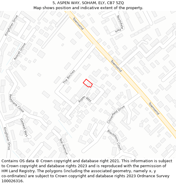 5, ASPEN WAY, SOHAM, ELY, CB7 5ZQ: Location map and indicative extent of plot