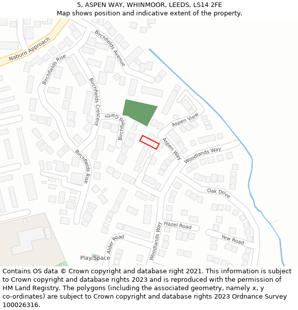 5, ASPEN WAY, WHINMOOR, LEEDS, LS14 2FE: Location map and indicative extent of plot
