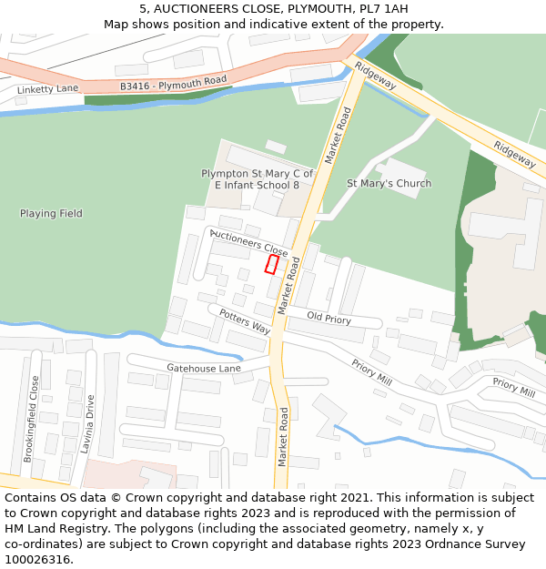 5, AUCTIONEERS CLOSE, PLYMOUTH, PL7 1AH: Location map and indicative extent of plot