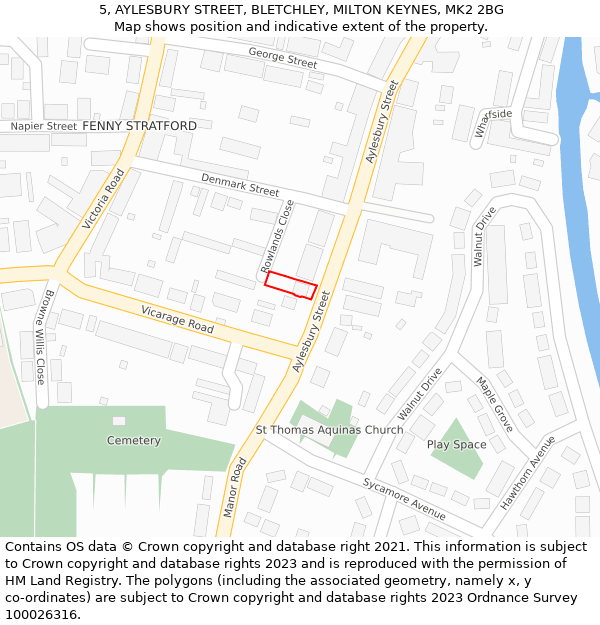 5, AYLESBURY STREET, BLETCHLEY, MILTON KEYNES, MK2 2BG: Location map and indicative extent of plot