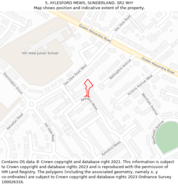 5, AYLESFORD MEWS, SUNDERLAND, SR2 9HY: Location map and indicative extent of plot