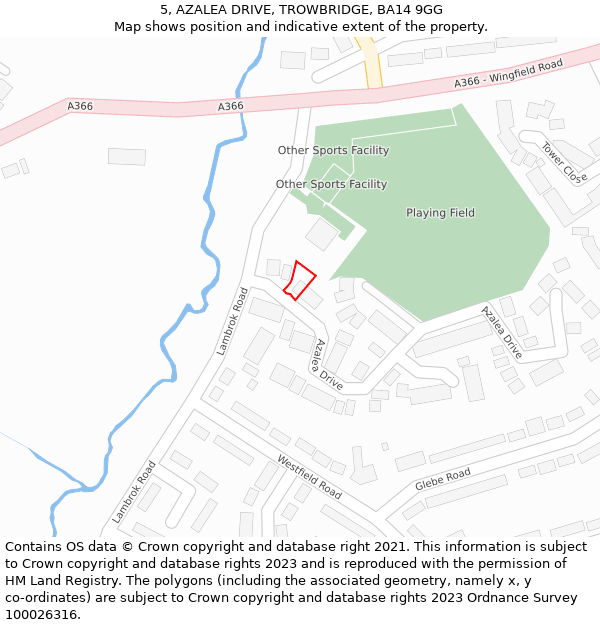 5, AZALEA DRIVE, TROWBRIDGE, BA14 9GG: Location map and indicative extent of plot