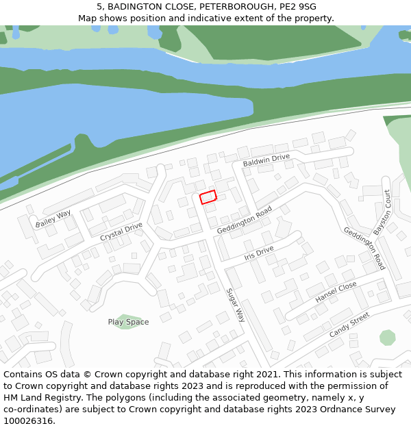 5, BADINGTON CLOSE, PETERBOROUGH, PE2 9SG: Location map and indicative extent of plot