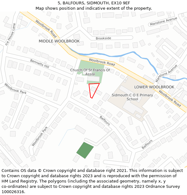 5, BALFOURS, SIDMOUTH, EX10 9EF: Location map and indicative extent of plot