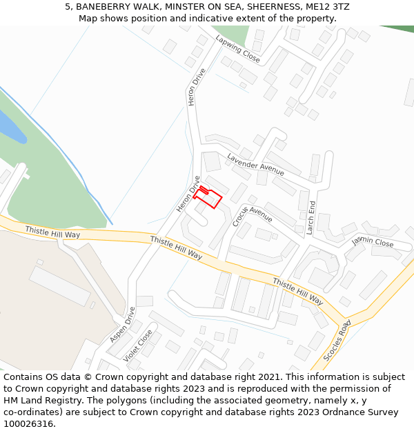 5, BANEBERRY WALK, MINSTER ON SEA, SHEERNESS, ME12 3TZ: Location map and indicative extent of plot