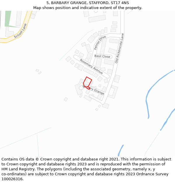5, BARBARY GRANGE, STAFFORD, ST17 4NS: Location map and indicative extent of plot