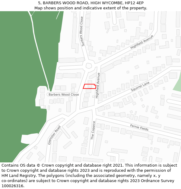 5, BARBERS WOOD ROAD, HIGH WYCOMBE, HP12 4EP: Location map and indicative extent of plot