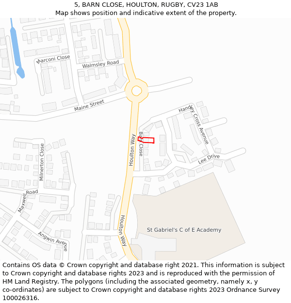 5, BARN CLOSE, HOULTON, RUGBY, CV23 1AB: Location map and indicative extent of plot