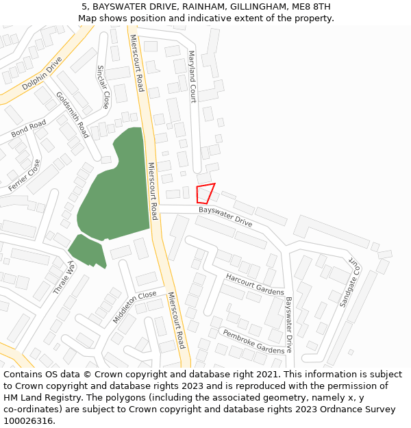 5, BAYSWATER DRIVE, RAINHAM, GILLINGHAM, ME8 8TH: Location map and indicative extent of plot