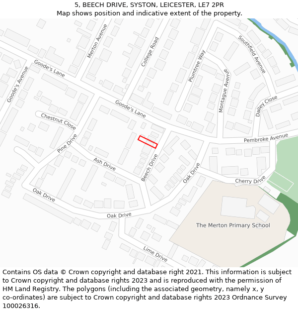 5, BEECH DRIVE, SYSTON, LEICESTER, LE7 2PR: Location map and indicative extent of plot