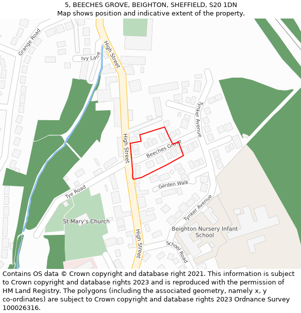 5, BEECHES GROVE, BEIGHTON, SHEFFIELD, S20 1DN: Location map and indicative extent of plot