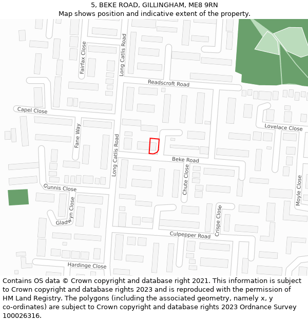 5, BEKE ROAD, GILLINGHAM, ME8 9RN: Location map and indicative extent of plot