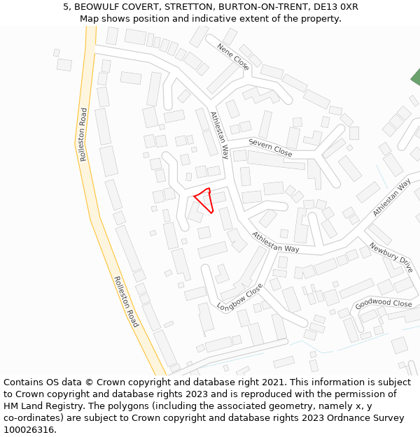 5, BEOWULF COVERT, STRETTON, BURTON-ON-TRENT, DE13 0XR: Location map and indicative extent of plot