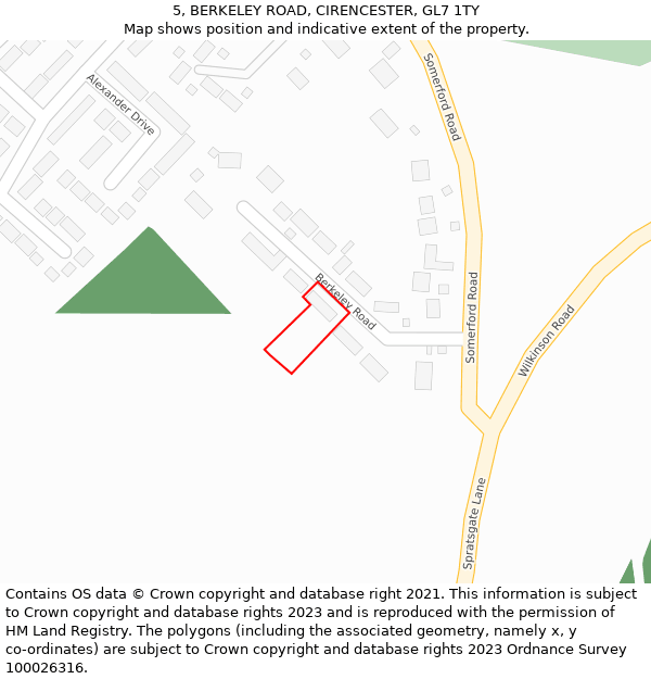 5, BERKELEY ROAD, CIRENCESTER, GL7 1TY: Location map and indicative extent of plot