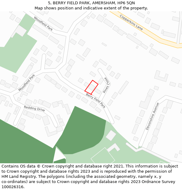 5, BERRY FIELD PARK, AMERSHAM, HP6 5QN: Location map and indicative extent of plot