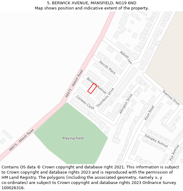 5, BERWICK AVENUE, MANSFIELD, NG19 6ND: Location map and indicative extent of plot