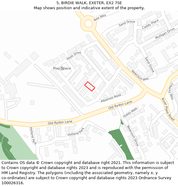 5, BIRDIE WALK, EXETER, EX2 7SE: Location map and indicative extent of plot