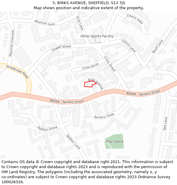 5, BIRKS AVENUE, SHEFFIELD, S13 7JS: Location map and indicative extent of plot