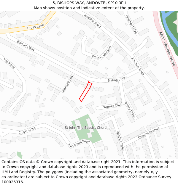 5, BISHOPS WAY, ANDOVER, SP10 3EH: Location map and indicative extent of plot