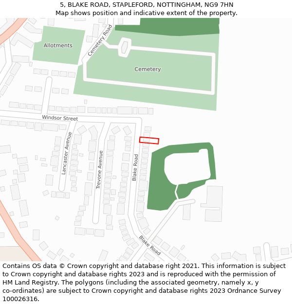5, BLAKE ROAD, STAPLEFORD, NOTTINGHAM, NG9 7HN: Location map and indicative extent of plot