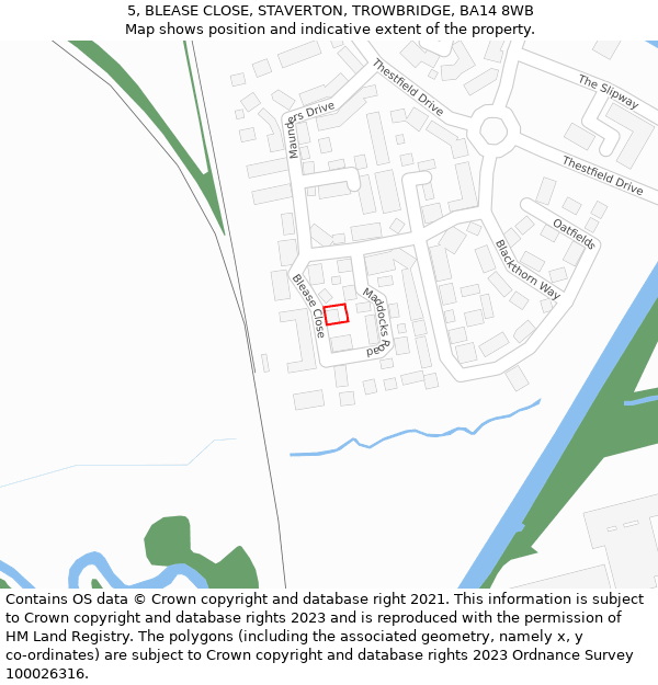 5, BLEASE CLOSE, STAVERTON, TROWBRIDGE, BA14 8WB: Location map and indicative extent of plot