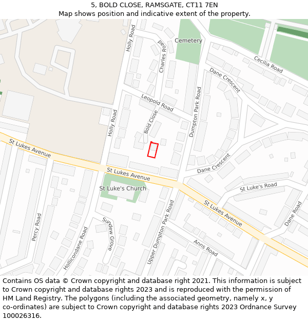 5, BOLD CLOSE, RAMSGATE, CT11 7EN: Location map and indicative extent of plot