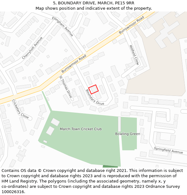 5, BOUNDARY DRIVE, MARCH, PE15 9RR: Location map and indicative extent of plot