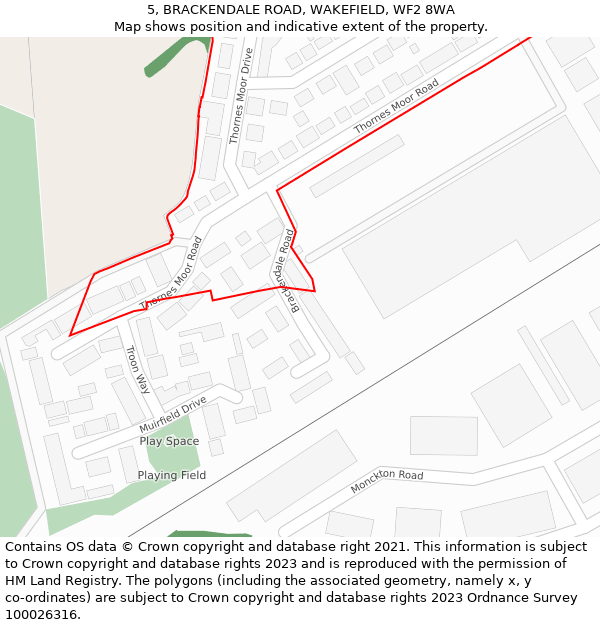 5, BRACKENDALE ROAD, WAKEFIELD, WF2 8WA: Location map and indicative extent of plot