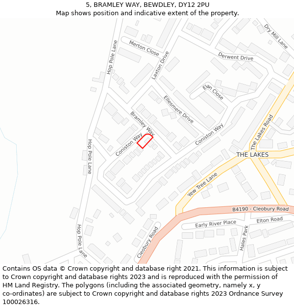 5, BRAMLEY WAY, BEWDLEY, DY12 2PU: Location map and indicative extent of plot