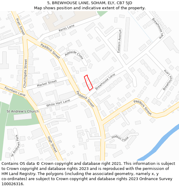 5, BREWHOUSE LANE, SOHAM, ELY, CB7 5JD: Location map and indicative extent of plot