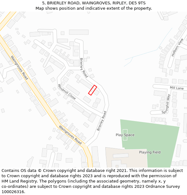 5, BRIERLEY ROAD, WAINGROVES, RIPLEY, DE5 9TS: Location map and indicative extent of plot